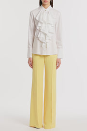 WHITE COTTON FRILL FRONT SHIRT