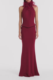 CABERNET CREPE BIAS FISHTAIL SKIRT
