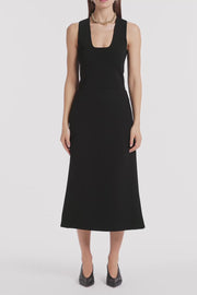 BLACK CREPE SIDE SPLIT PENCIL SKIRT