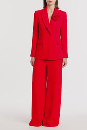 RED CREPE ROSE JACKET