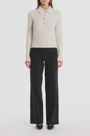 WASHED BLACK DENIM WIDE LEG PANT