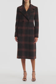 COCOA WOOL CHECK COAT