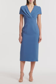ATLAS CREPE TUCK MIDI DRESS