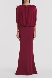 CABERNET GEORGETTE GATHERED CAPELET TOP