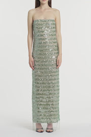 CELEDON SEQUIN STRAPLESS GOWN