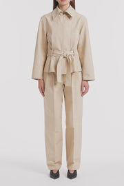 BONE LUXE COTTON DRILL SHORT TRENCH COAT