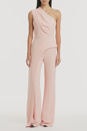 PALE ROSE CREPE ONE SHOULDER LONGLINE TOP