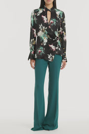 BELLE DE JOUR SATIN ACETATE KEYHOLE WRAP TOP