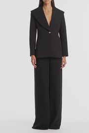 BLACK PONTE WIDE SHAWL COLLAR JACKET