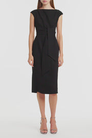 BLACK CREPE TIE FRONT DRESS