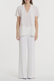 CREAM GEORGETTE FLUTED TIE TOP