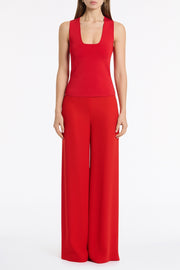 RED CREPE PALAZZO PANT