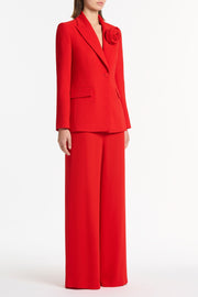 RED CREPE ROSE JACKET