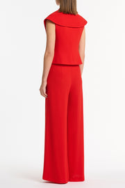RED CREPE WRAP SLEEVELESS JACKET