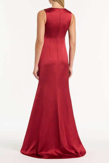 RIO RED SATIN FISHTAIL GOWN