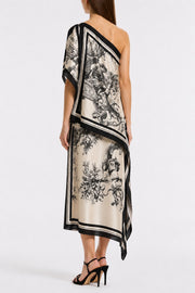 ROCOCO SILK TWILL PEAK HEM SCARF TOP