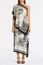 ROCOCO SILK TWILL PEAK HEM SCARF TOP