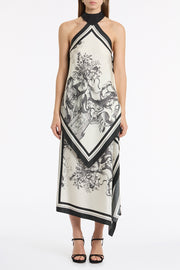 ROCOCO SILK TWILL WRAP MIDI SKIRT