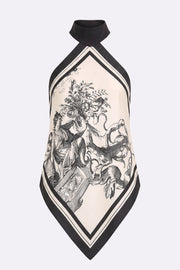 ROCOCO SILK TWILL NECK DETAIL TOP
