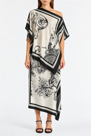 ROCOCO SILK TWILL PEAK HEM SCARF TOP
