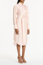 ROSA GRID SILK TWILL RELAXED SHIRT DRESS
