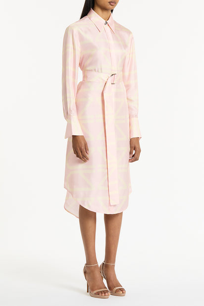 ROSA GRID SILK TWILL RELAXED SHIRT DRESS