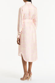 ROSA GRID SILK TWILL RELAXED SHIRT DRESS