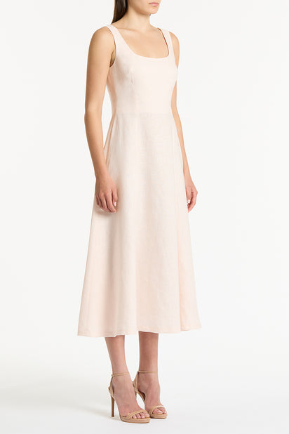 ROSA LINEN SQUARE NECK MIDI DRESS