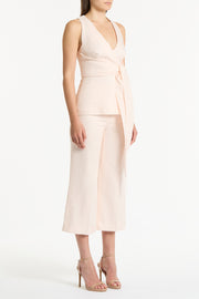 ROSA LINEN V-NECK WRAP TOP