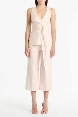ROSA LINEN V-NECK WRAP TOP