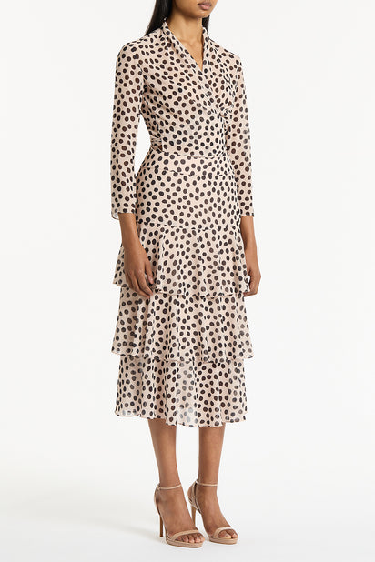 ROSA SPOT GEORGETTE WRAP TOP