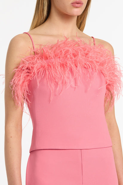 ROSE PINK CREPE FEATHER TOP