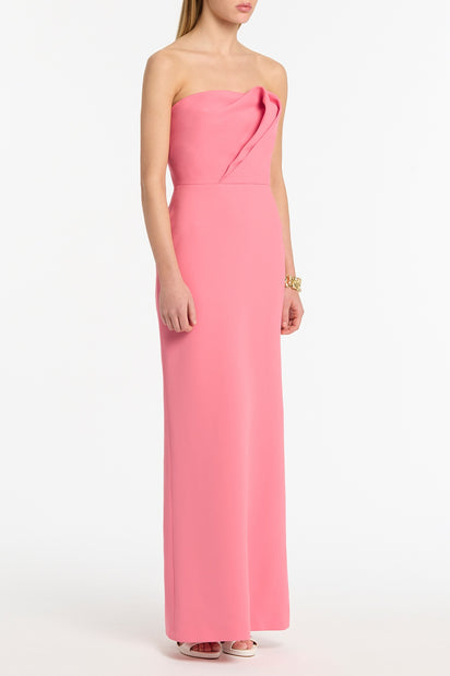ROSE PINK CREPE SCULPTURAL GOWN