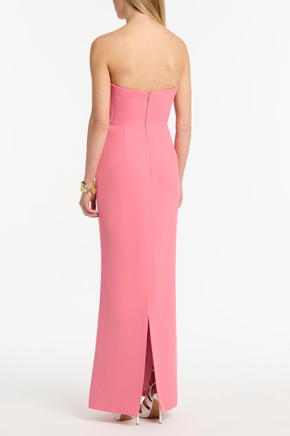 ROSE PINK CREPE SCULPTURAL GOWN