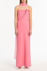ROSE PINK CREPE SCULPTURAL GOWN
