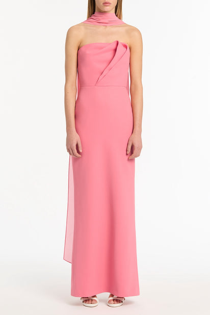 ROSE PINK CREPE SCULPTURAL GOWN