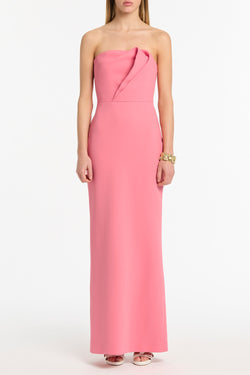 ROSE PINK CREPE SCULPTURAL GOWN