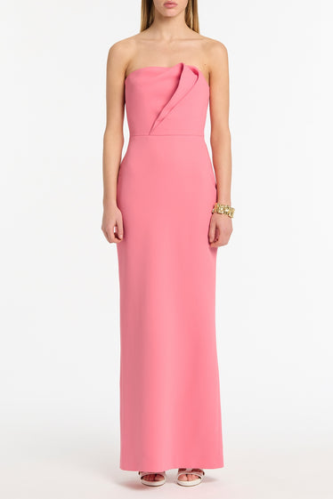 ROSE PINK CREPE SCULPTURAL GOWN