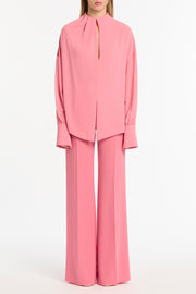 ROSE PINK GEORGETTE DROP SLEEVE BLOUSE