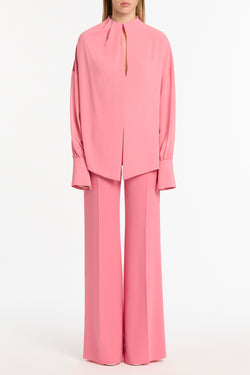 ROSE PINK GEORGETTE DROP SLEEVE BLOUSE