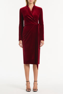 ROUGE VELVET TIE FRONT MIDI DRESS