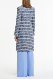 ROYAL METALLIC CHECK TWEED FRINGED COAT