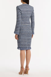 ROYAL METALLIC CHECK TWEED FRINGED CROPPED JACKET