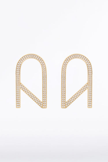 CZ LOGO PAVE EARRINGS LARGE