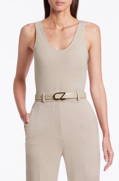 NUDE LEATHER CZ LOGO BELT