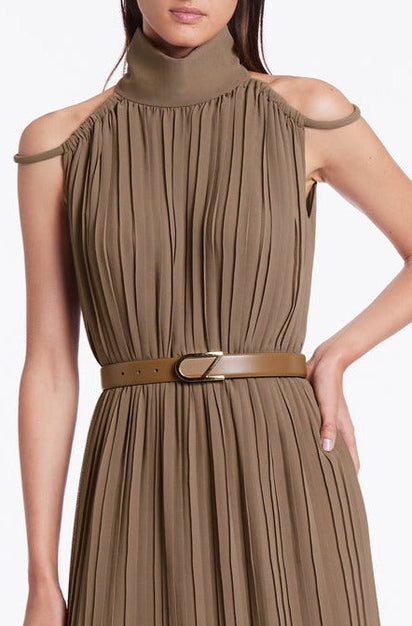 TAN LEATHER CZ LOGO BELT