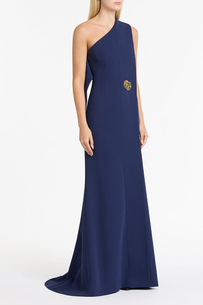 SAPPHIRE CREPE PIEGATO GOWN