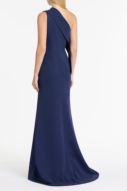 SAPPHIRE CREPE PIEGATO GOWN