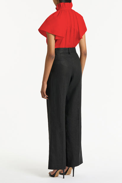 SCARLATTO TAFFETA RUFFLE BLOUSE