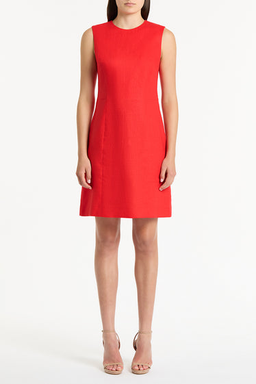 SCARLATTO LINEN SHEATH MINI DRESS